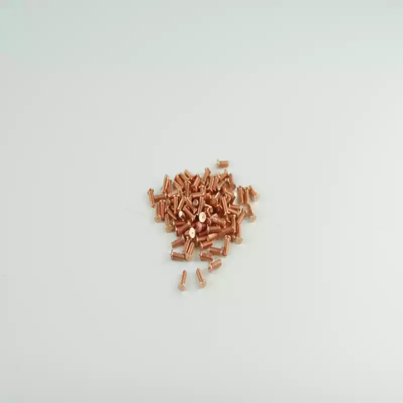 Mild Steel CD Weld Studs M3 x 8mm Length (copper flashed)