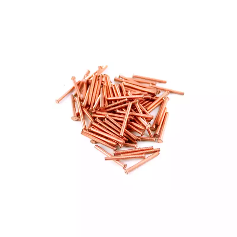 Mild Steel CD Weld Studs M3 x 30mm Length (copper flashed)