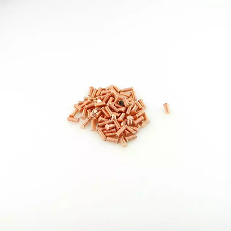 A wide shot of our Mild Steel CD Weld Studs M6 x 16mm Length (copper flashed)