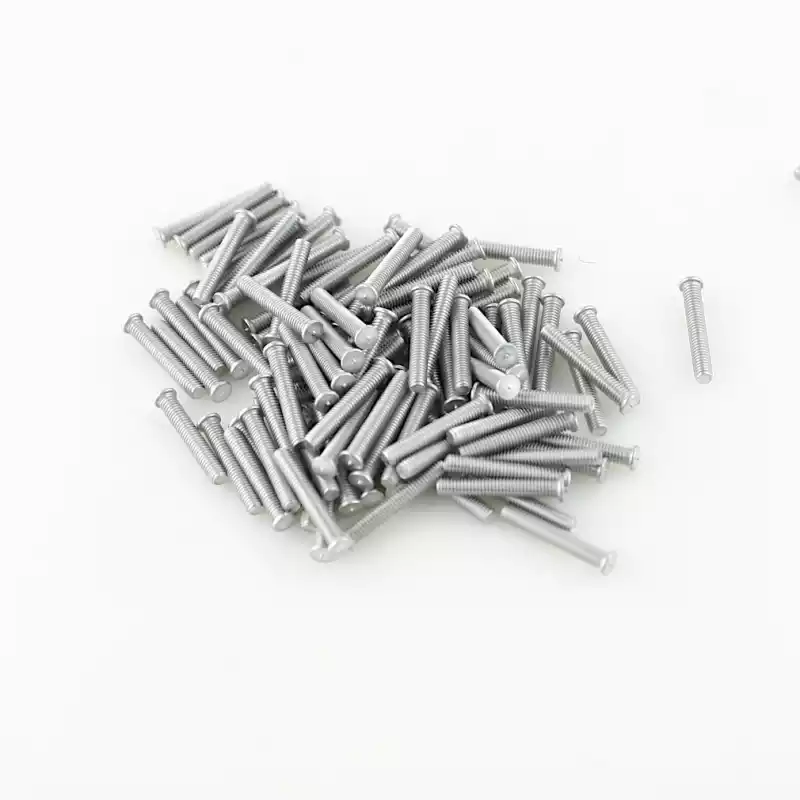 Aluminium Alloy Capacitor Discharge Weld Studs M4 x 25mm Length photographed closer in