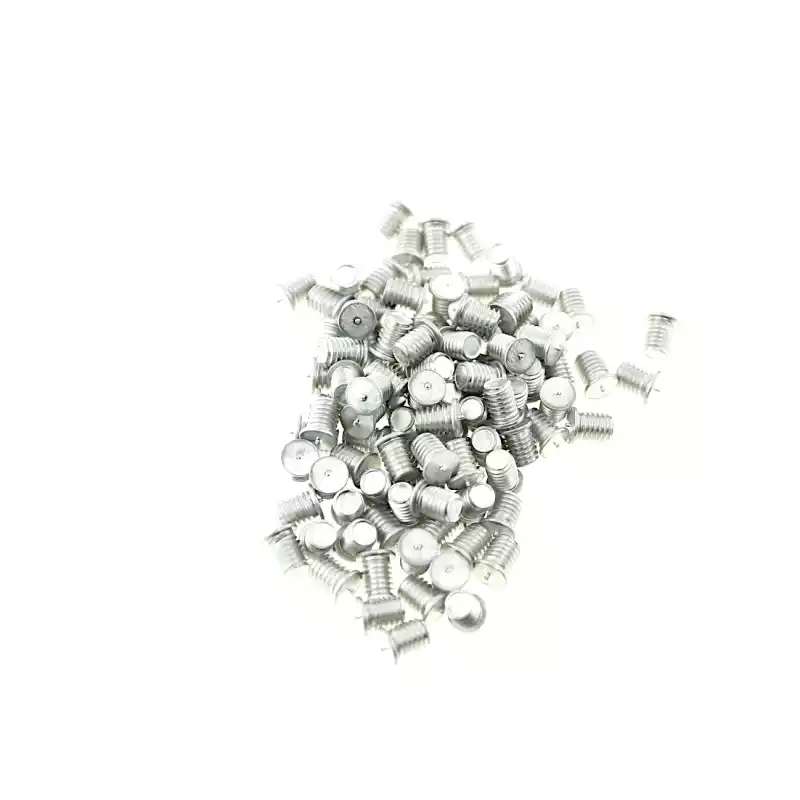 Aluminium Alloy Capacitor Discharge Weld Studs M6x 8mm Length photographed closer in