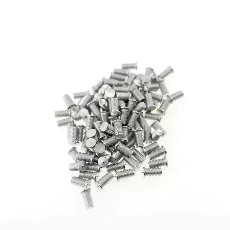 Aluminium Alloy Capacitor Discharge Weld Studs M6 x 12mm Length photographed closer in