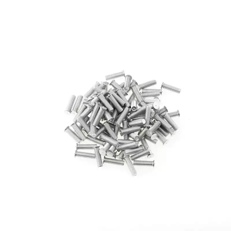 Aluminium Alloy Capacitor Discharge Weld Studs M6 x 20mm Length photographed closer in