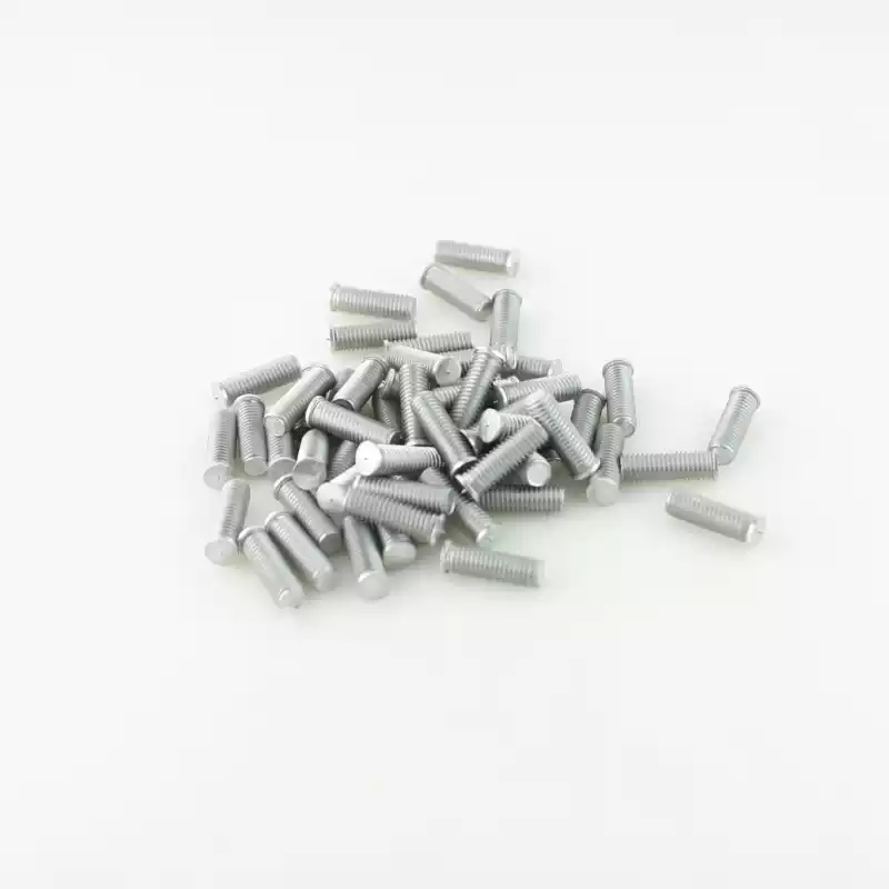 Aluminium Alloy Capacitor Discharge Weld Studs M8 x 25mm Length photographed closer in