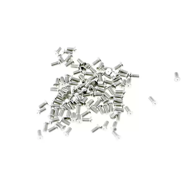 Stainless Steel CD Weld Studs M3 x 6mm Length  photographed closer in
