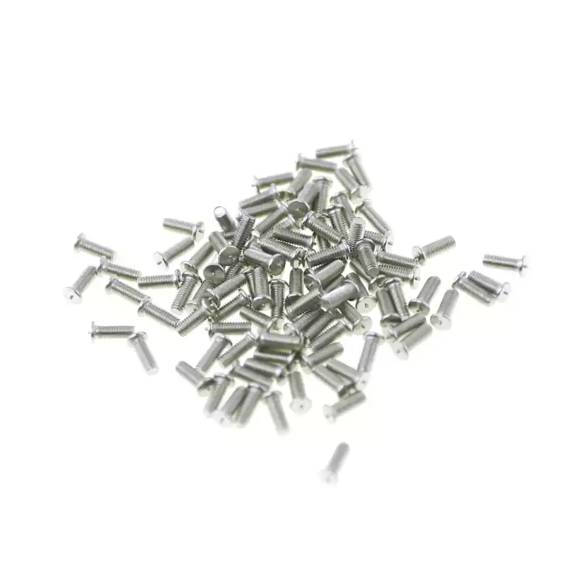 Stainless Steel CD Weld Studs M3 x 8mm Length (A2 spec.) photographed closer in
