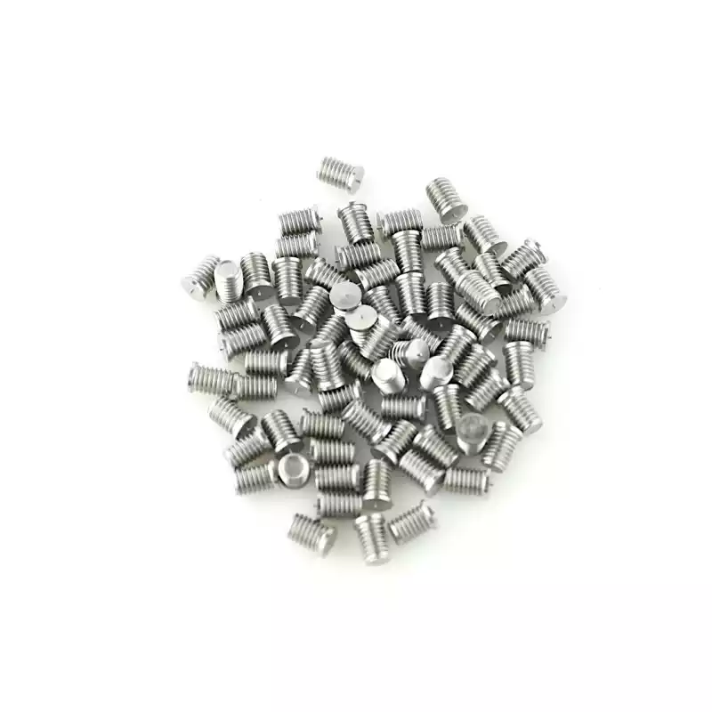 Stainless Steel CD Weld Studs M8 x 12mm Length (A2 spec.) photographed closer in