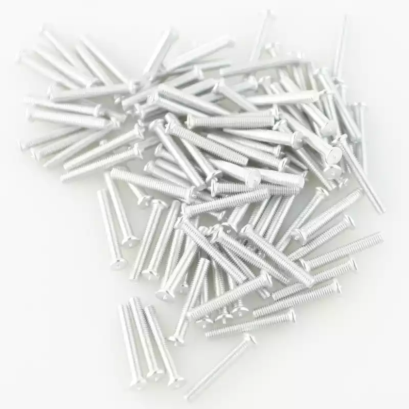 Product image extreme close up of Aluminium Alloy Unthreaded Capacitor Discharge Weld Studs 3mm Diameter x 20mm Length