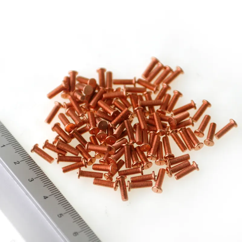 Mild Steel CD Weld Studs M3 x 10mm Length (copper flashed)