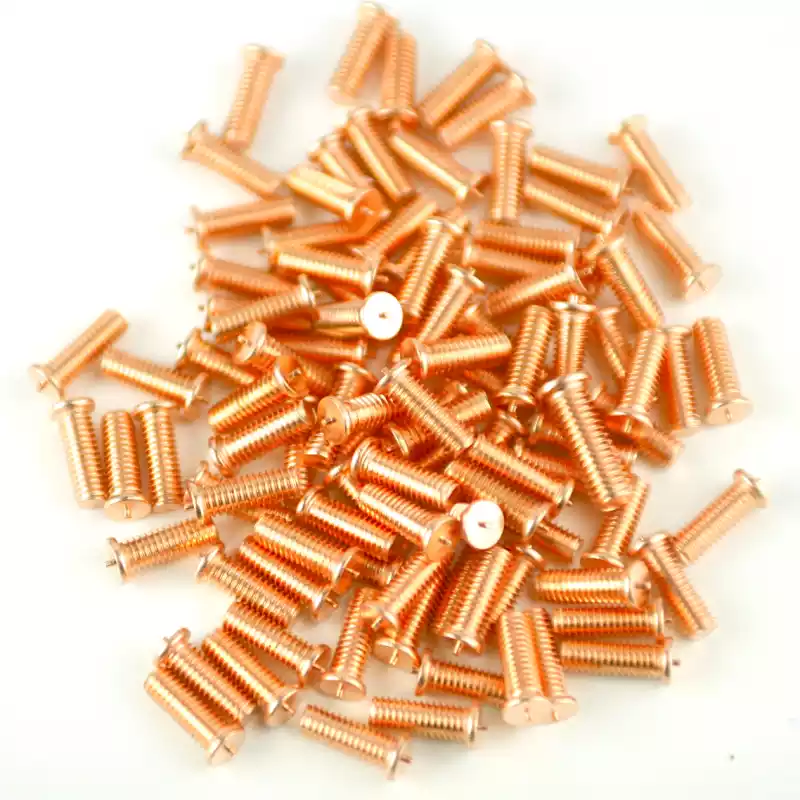 Mild Steel CD Weld Studs M4 x 12mm Length (copper flashed)